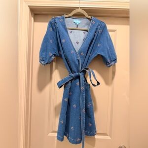 Draper James Denim Blue Wrap Mini Dress